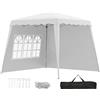 Outsunny Gazebo Pieghevole 2.4x2.4 m Pop Up ad Altezza Regolabile a 3 Livelli con Borsa da Trasporto, Gazebo da Esterno in Acciaio e Oxford, UV50+, per Giardino, Feste, Bianco
