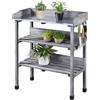 Yaheetech Tavolo da Giardino per Piante in Legno con Gancio Spazioso Banco da Lavoro con Piano in Metallo per Giardinaggio 77 x 37 x 90 cm Grigio