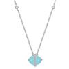 HeyMeili Collana Pendente Donna Argento Placcato Platino Pietre Dure Forma Ovale con Acquamarina Naturale Regalo