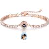 Amsgedhie Bracciale Personalizzato con Proiezione Foto per Donna Bracciale Infinita con Incisione per Mamma, Nonna, Fidanzata Regalo per San Valentino Festa della Mamma (A-Oro rosa)