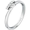 TRUSSARDI Anello Donna in Acciaio, Cristalli, Collezione T-LOGO, San Valentino