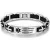 kaululu Bracciale ID Alert Medico Uomo con Nome Personalizzato Incisione Braccialetto in Acciaio per Uomo Donna Nome Incisione Personalizzabile con Medico Tag per Papa Famiglia