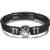MunkiMix Bracciale in Pelle Uomo con Foto e 2-6 Nomi Personalizzati, Intagliate Perline e Foto, Fibbia con Estensione Regolabile, Regalo per Marito Fidanzato B8