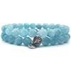 KARDINAL WEIST acquamarina bracciale, perle di gemma, gioielli per uomo e donna, chakra - fortuna - amicizia (S, acquamarina - doppio pacchetto)