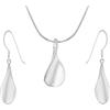 Tuscany Silver Set di pendente a goccia intrecciata e orecchini in argento sterling 925 su catena snake da 46 cm