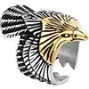 Lieson Anello in Acciaio Inox Anelli Uomo Hip Hop, Anello Uomo Matrimonio Aquila Argento Oro Anello Misura 20