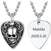 U7 Collana Uomo con Ciondolo Plettro Personalizzato con Teschio Acciaio Inossidabile Collana Teschio Uomo Personalizzabile Incisione Punk Rock Idee Regalo Halloween per Ragazzo
