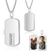 Grovjewfit Collana Medaglione Foto Personalizzata Uomo Pendente Piastrina Militare in Acciaio Inossidabile con Incisione Regalo per Papà Marito Fidanzato Festa del papà Compleanno Natale (Argento)