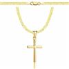 AMAR Amor Luxury Collana da Uomo in Oro 585 - Catena a Maglia Bizantina e Croce - Gioielli Dorati - Argento Sterling 925 - 45 cm