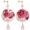 IN Lebole Collezione The Circle Live In Love Orecchini da Donna in Ottone Pietra Rosa