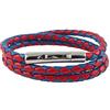 König Design - Bracciale in Pelle, da Uomo, Lunghezza 17-100 cm, con Chiusura a Leva, in Argento Intrecciato, 4 mm e Acciaio Inossidabile, Colore: Blu Rosso, cod. 4251721949819
