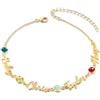 Glooraca Nome personalizzato cavigliere per le donne Custom Birthstone oro bracciale cavigliera Regali gioielli regolabile per la mamma moglie lei (4 Nomi)