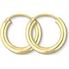 EDELIND Orecchini a cerchio in oro 333 585, 15 mm, piccoli orecchini larghi 2,5 mm, anche 750, per donne, bambini, uomini, con elegante confezione regalo, oro, Non pietra preziosa