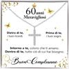 Bramart Collana a Croce Donna Argento Sterling 925 Idea Regalo 60 Anni Finitura in Oro, Idea Regalo per lei Festa Evento speciale - Cofanetto con DEDICA incluso (60 anni - 1)