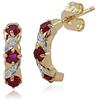 Gemondo Rubino Orecchini, 9ct Oro Giallo 0.48ct Rubino & Diamante Metà Orecchini A Cerchio