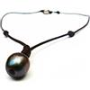Perla Mundi Perle Tahiti su Cuoio Collana Donna Uomo