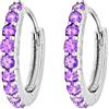 LES FOLIES DI PAOLA GRIECO Coppia di Orecchini a Cerchio Lilla cerchietti strass in argento 925 rodiato - Hoops Collection (12mm)
