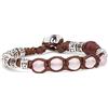 Tamashii bracciale ruota della Preghiera con 5 pietre quarzo rosa multifaceted da 6 mm e cilindri in argento con inciso il mantra.BHS924-S4-33