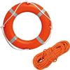 BSSTORE Kit Salvagente Anulare Ciambella Omologato Con Mt 30 Di Cima Arancione Da 8 mm Per Barca, Gommone, Bagnino