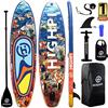 Highpi Tavole gonfiabili per stand up paddle, 25 x 83 x 12,7 cm, con accessori, zaino, tavola antiscivolo, guinzaglio, pagaia regolabile e pompa a mano, borsa impermeabile, barca in piedi per giovani