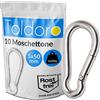 Toldoro® 10x Moschettone acciaio inox 5x50mm / Moschettone multifunzione per altalena, campeggio o slackline/Carabiner/Set di moschettoni piccolo