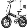 HITWAY 20 * 4,0 Pollici Bicicletta Elettrica, Fat Tyre E Bike, E-MTB Fuoristrada Autonomia 60-120km, Bici Elettric Pieghevole con Batteria 48V 13Ah, 7 Marce, Motore 250W E-bike Urbane per Adulti