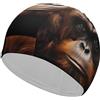 FJQWKLF Cuffia da nuoto unisex con faccia grande e divertente di orango, per capelli corti e lunghi, per piscina, nuoto e bagno, da donna e da uomo