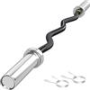 SPORTNOW Barra Pesi in Acciaio 120 cm Barra Curl EZ Ø50 mm con 2 passanti Carico 100 kg Barra Olimpica per i Dischi Ø5 cm Allenamento in Palestra Casa Nero e Argento