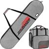 Brubaker Set Combinato di Borse da Snowboard - Velocity Performance - Custodia per Tavola da 170 cm con Sacca per Scarponi - Snowboard e Sacca per Scarponi con Scomparto per Casco - Nero e Grigio