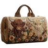 Generic Borsa da viaggio hippie trapuntata stile van, borsa sportiva trapuntata con simpatica stampa animale domestico, leggera, da viaggio, per il weekend, multiuso, sport, fitness, per uomo e donna, marrone