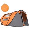 Outsunny Tenda da Campeggio Pop Up per 4 Persone, Tenda Campeggio Familiare 4 Posti 2000mm con Porta, Finestre Laterali e Borsa di Trasporto, Anti UV 20+, 263.5x220x123 cm, Arancione