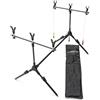 CarpDeal Supporto RodPod per canne da pesca regolabile per 3 canne con sacchetto di stoccaggio