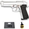 ECOMMUR Pistola HFC-118E M92 Silver (6MM) | Pistola Airsoft (Pallini di plastica) Tipo Beretta 92 + valigetta in PVC + caricatore (Potenza: 0,33 joule)