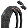 ECOVELO 2 COPERTONI NERI 24 X 1.75 (44-507) + 2 CAMERA D'ARIA AMERICA SCHRADER DEESTONE CITY BIKE BICI GRAZIELLA BICICLETTA UOMO