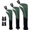 Andux Set di 3 coperture per mazze da golf in nylon e legno, 460 cc, con collo lungo, colore verde