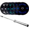 Fitness Discount Set Bumper e Bilanciere Olimpico | Kit bumper coppie 5, 10 e 20 kg foro 50 mm | Bilanciere Olimpico 220 cm