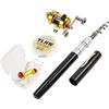 Generic Canna da pesca Mulinello Combo Set Telescopico Portatile Pocket Pen Pole Lega di Alluminio Esche Esche Jig Ganci Tackle Box