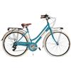 Via Veneto Bazam - Bicicletta Donna Elegance Lady 28", Cambio a 18 Velocità, Taglia 46, Blu Mama non Mama, City Bike Retrò Vintage in Alluminio | VV615AL