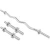 GORILLA SPORTS® Set Bilanciere - Barre Manubri 35 cm e Barra Curva EZ 120 cm, Cromato o Nero, 6 Chiusure a Stella o Molla, 30/31 mm - Manubrio per Pesi, Bilancieri per Dischi, Sollevemento Pesi