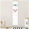Stellasticker - Metro per misurare la crescita dei bimbi personalizzato - con nome e data di nascita - decorazione per cameretta - facile da appendere - design carino e colorato (Cuore)