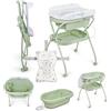 MS BabyWorld - BUBBLE + CUSCINO RIDUTTORE - Vaschetta Bagnetto Ergonomica con Supporto | Fasciatoio Impermeabile Imbottito | Chiusura Compatta | Organizzatore | 4 Ruote con Freni