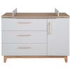 roba Fasciatoio con Cassettiera Caro, con Sistema Soft-Close, 1 Vano con Anta, 3 Cassetti, 104 x 135 cm, Grigio/Legno Naturale