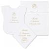 Coccole - Set 3 Pezzi per Battesimo Fazzoletto, Vestina e Busta - Set Completo Personalizzato con Nome e Data a Tema Angioletto Oro - Kit 3 Pezzi Battesimo in Tessuto Piquet 100% Made in Italy