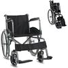 Mobiclinic®, Sedia a rotelle, Auto-propulsa, Carrozzina pieghevole, Alcazaba, Seduta 46 cm, Sistema per superare i cordoli, Braccioli imbottiti, Poggiapiedi ribaltabili, Leggera, Freno sulle ruote