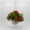 Garden Stories Cesto appeso con fiori artificiali e LED