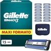 Gillette Lamette Mach 3, 15 Cartucce per Rasoio Barba Uomo, Multicolore
