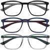 OPULIZE Max Occhiali da Lettura - Confezione da 3 - Montatura Classica Rettangolare Grande - Nero Opaco Blu Grigio - Uomo Donna Unisex - RRR78-137 - +2.50