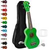 TIGER UKE7 - Ukulele soprano per principianti, include custodia per gig in feltro, set di corde di ricambio per il 2020, con corde di aquila, Ukulele e Borsa, Verde