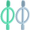 Aolso Dentizione Neonati Giocattolo, 2 Pezzi Massaggiagengive Per Neonati Doppia Testa, Massaggiagengive Per Bambini Favorisce Il Senso Visivo E Le Capacità Motorie, Lenire I Bambini, Blu E Verde