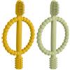 Aolso Dentizione Neonati Giocattolo, 2 Pezzi Massaggiagengive Per Neonati Doppia Testa, Massaggiagengive Per Bambini Favorisce Il Senso Visivo E Le Capacità Motorie, Lenire I Bambini, Giallo Verde